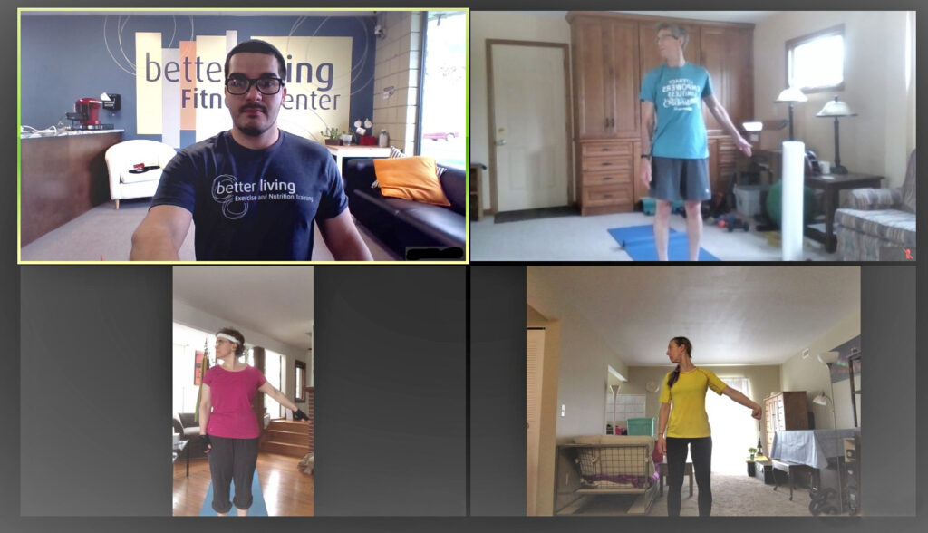 Screenshot of Better Living Live small group personal training session 